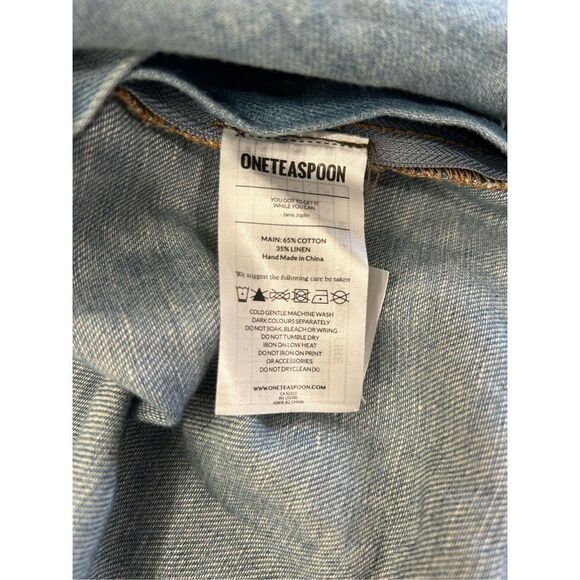 One teaspoon distressed denim chambray blue oversized button up shirt tunic s - Picture 8 of 12